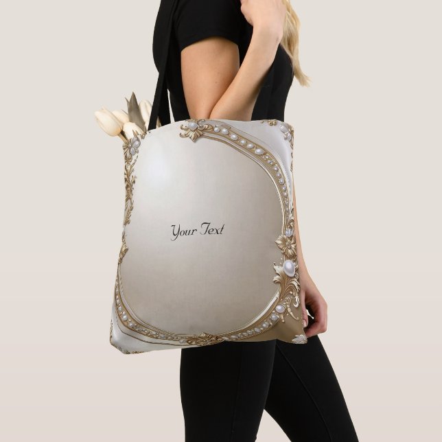 Golden Ornate Frame with Pearls Tote Bag (Von Nahem)