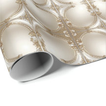 Golden Ornate Frame with Pearls Wrapping Paper