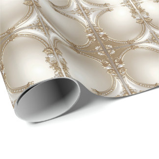 Golden Ornate Frame with Pearls Wrapping Paper Geschenkpapier