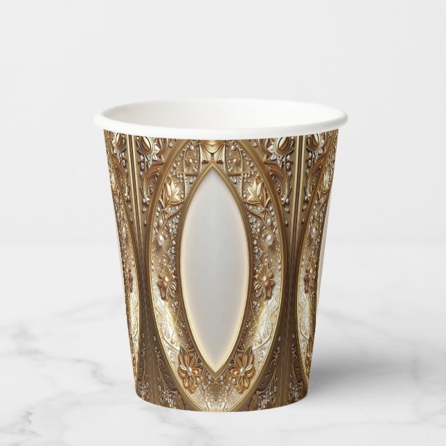Golden Ornate Paper Cups Pappbecher (Vorderseite)