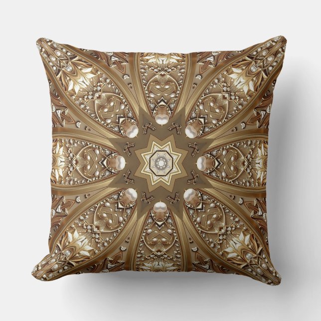 Golden Ornate Throw Pillow Kissen (Vorderseite)