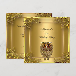 Golden Owl Elite Elegante Goldene Geburtstagsfeier Einladung