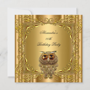 Golden Owl Elite Elegante Goldene Geburtstagsfeier Einladung