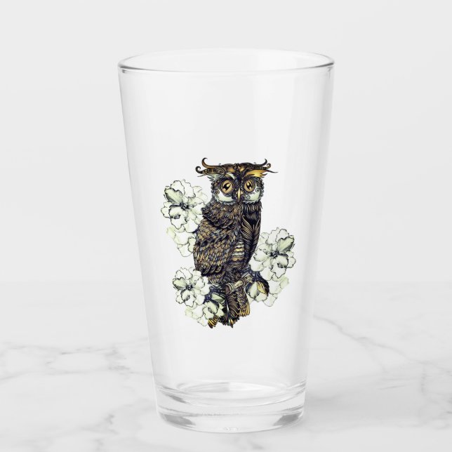 Golden Owl Grüne Orchideen Glas (Vorderseite)