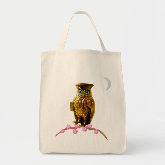 Golden Owl und Crescent Moon Tragetasche (Vorne)