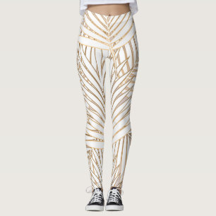 Golden Palm Blätter: Art Deko. Leggings