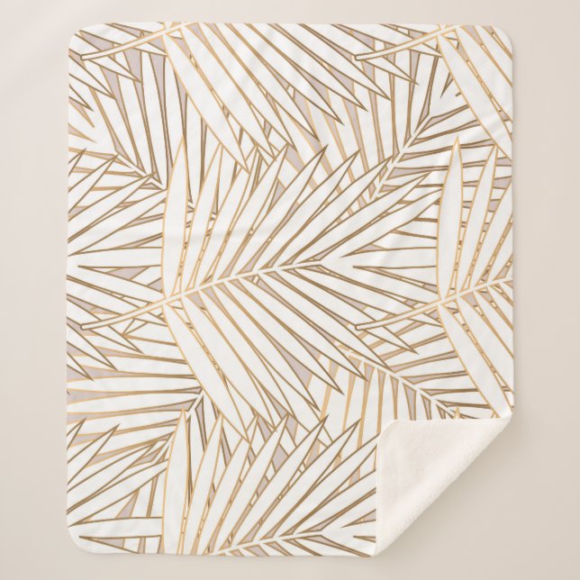 Golden Palm Blätter: Art Deko. Sherpadecke (Vorderseite)