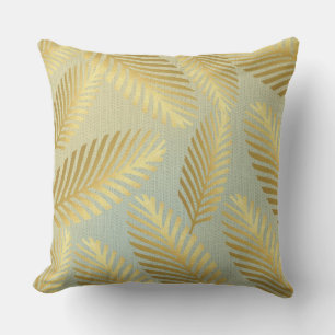 Golden Palm Blätter Muster Ombre Kissen