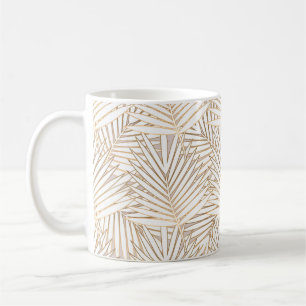Golden palm Blätter nahtlos auf weißem Rücken Kaffeetasse