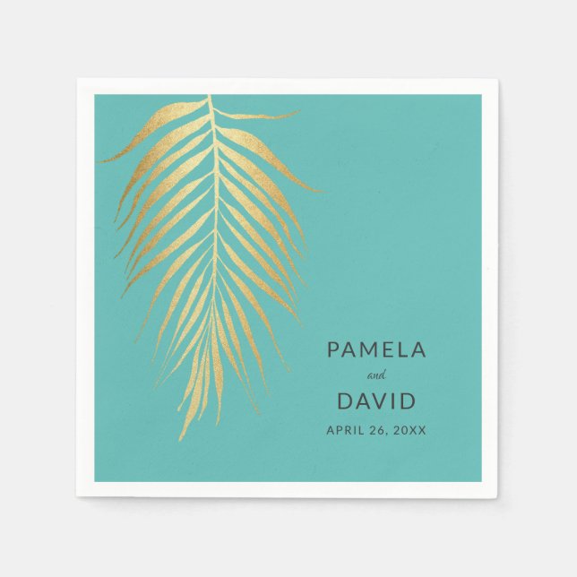 Golden Palm Frontend Moderne Minimalistische Hochz Serviette (Vorderseite)