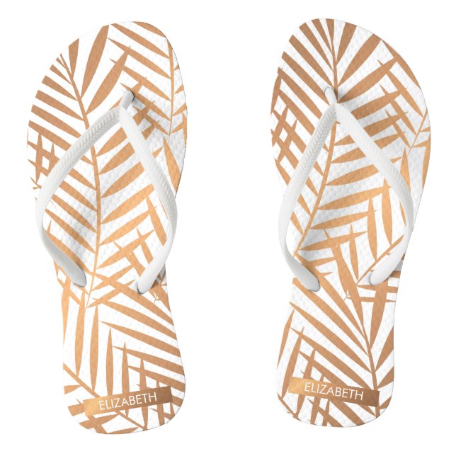 Golden Palm Tree Leaf Muster Flip Flops (Fußbett)