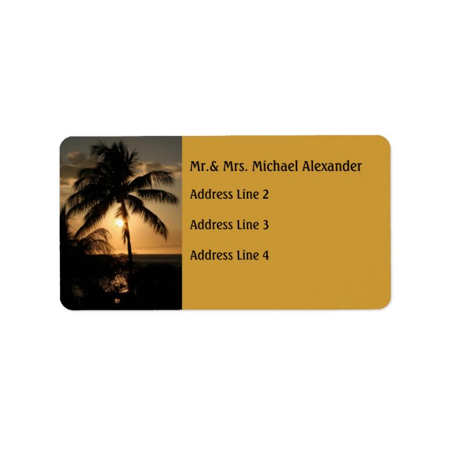 Golden Palm Tree Sunset Adressaufkleber (Vorne)