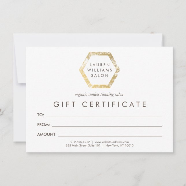 Golden Palms Logo auf dem White Gift Certificate (Vorderseite)
