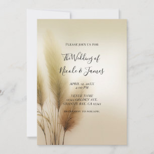 Golden Pampas Gras Boho Hochzeit Einladung