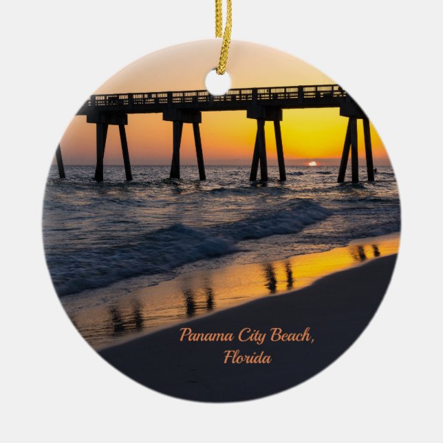 Golden Panama City Beach Sonnenuntergang Keramik Ornament (Vorne)