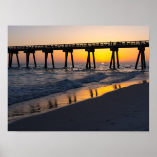 Golden Panama City Beach Sunset Reflection Poster
