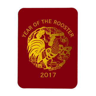 Golden Paper-cut Chinese Rooster Year Magnet