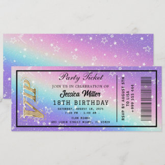 Golden Party Ticket Invitation Einladung