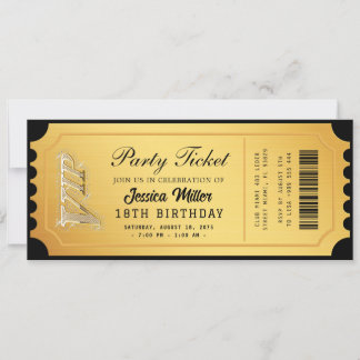 Golden Party Ticket Invitation Einladung