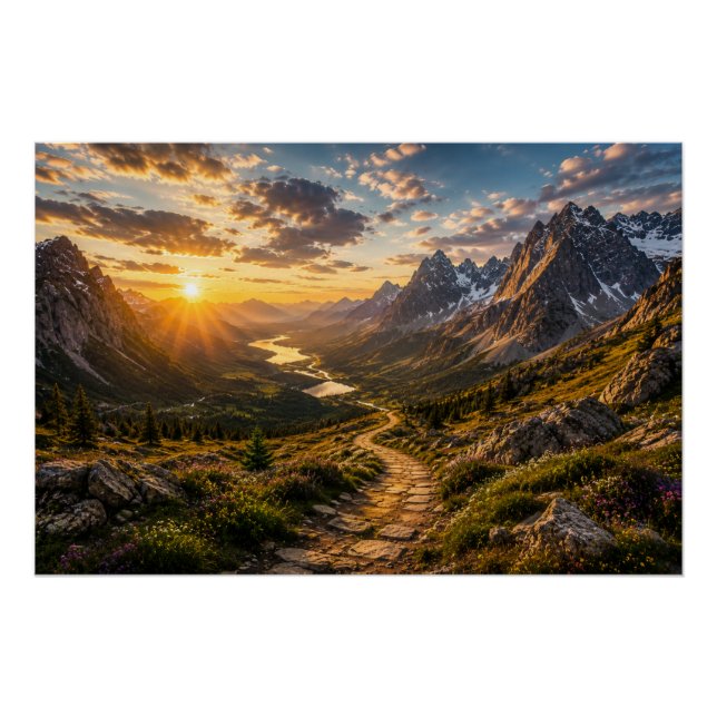 Golden Path Durch die Berge Poster (Vorderseite)