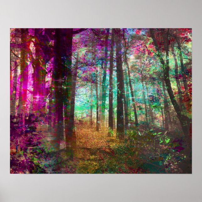 Golden Pathway Fantasy Forest Painting Poster (Vorne)