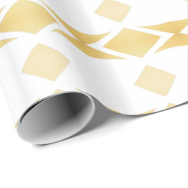 Golden Pattern Diamonds Streifen auf reinem Weiß Geschenkpapier