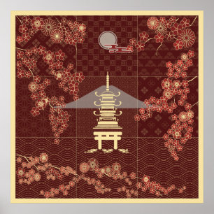 Golden Pavillion Zen Art Poster