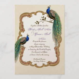 Golden Peacock & Calligraphy Wirbel Einladung