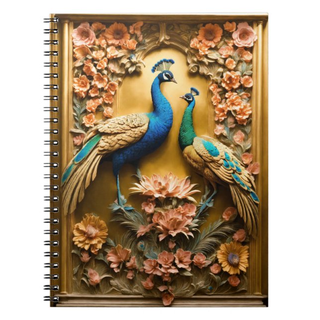 Golden Peacock Design Notebook Notizblock (Vorderseite)