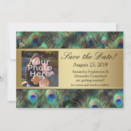 Golden Peacock Feather Foto Save the Date