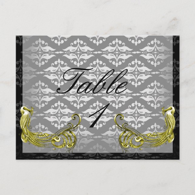 Golden Peacock Illustration Damaskus auf der Tisch Postkarte (Vorderseite)