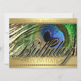 Golden Peacock Liebe Geburtstagsparty Einladung
