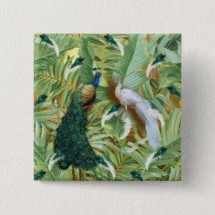 Golden Peacock Tempel Button
