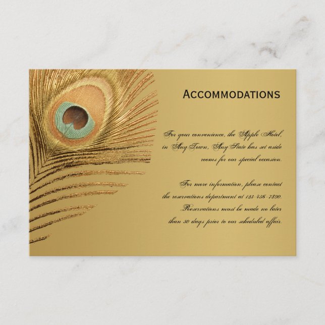 Golden Peacock Unterkunft Karte (Vorderseite)
