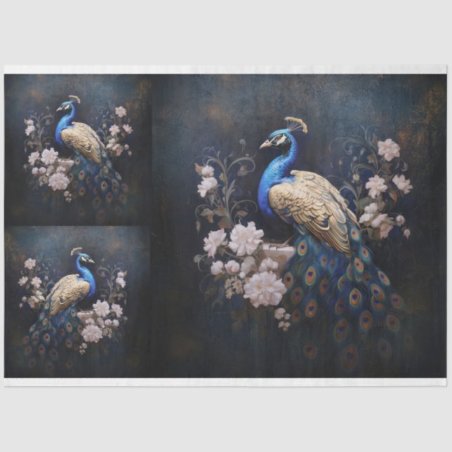 Golden Peacock X3 Decoupage Seidenpapier (Vorderseite)