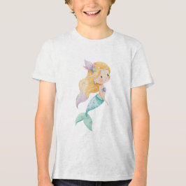 Golden Pearl Mermaid Illustration Tri-Blend Shirt