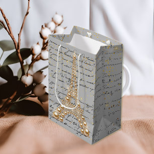 Golden Pearls Eiffelturm Mittlere Geschenktasche Geschenktüte