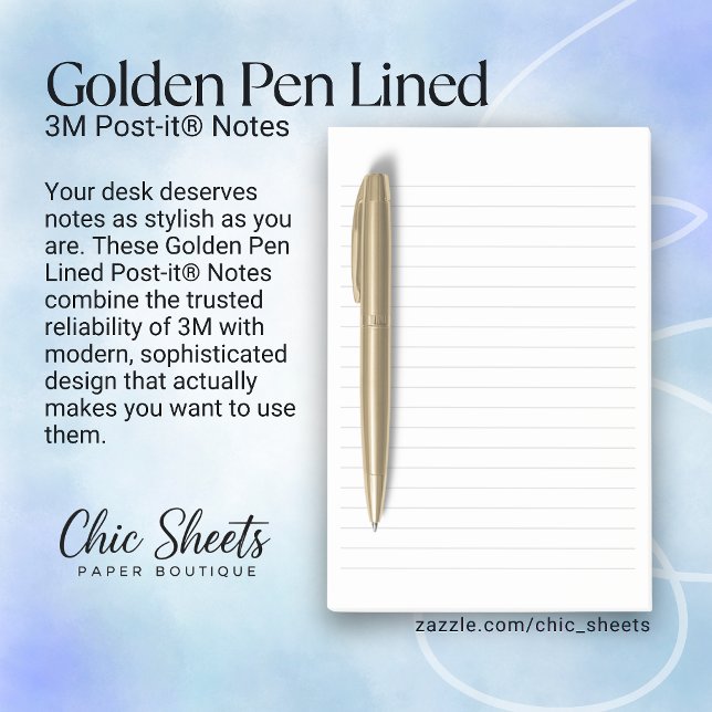 Golden Pen Lined 3M Post-it® Notizen (Von Creator hochgeladen)