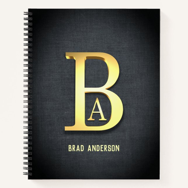 Golden Personalisiert Initials Notebook Notizbuch (Vorderseite)