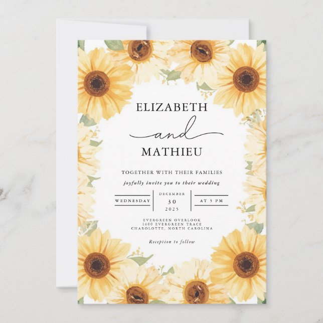 Golden Petal Arch Zeremonie Hochzeit Einladung (Vorderseite)