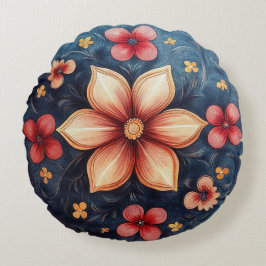 Golden Petal Medallion - Rundblättriger Kissen