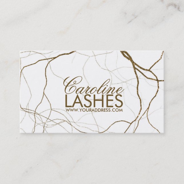 Golden Pflanze Roots Eyelash Makeup White Card Visitenkarte (Vorderseite)