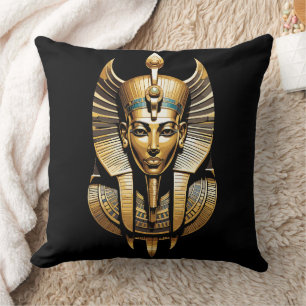 Golden Pharao in Regal Headdress Art Kissen