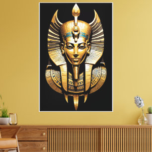 Golden Pharao in Regal Headdress Art Leinwanddruck