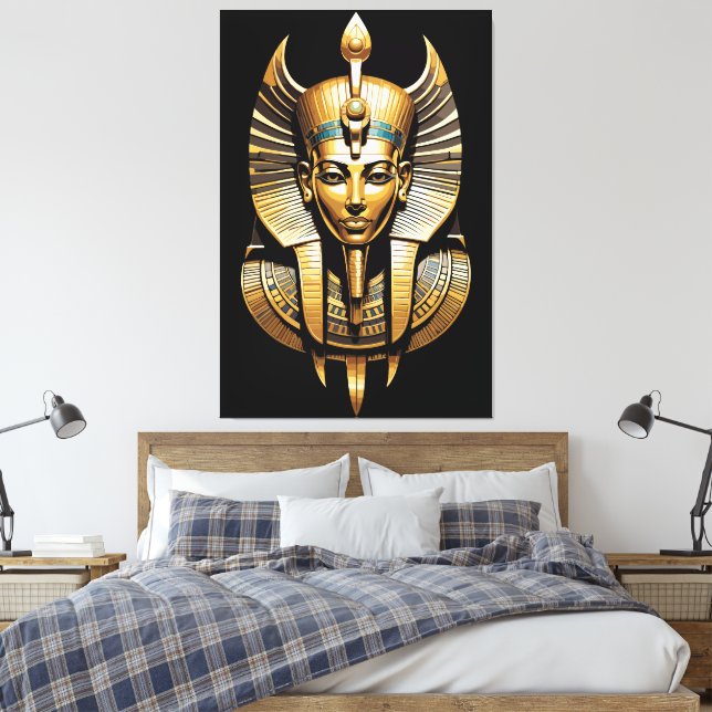 Golden Pharao in Regal Headdress Art Leinwanddruck (Insitu (Schlafzimmer))