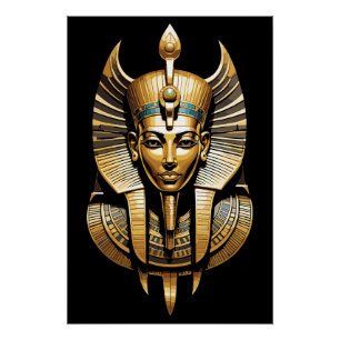 Golden Pharao in Regal Headdress Art Poster