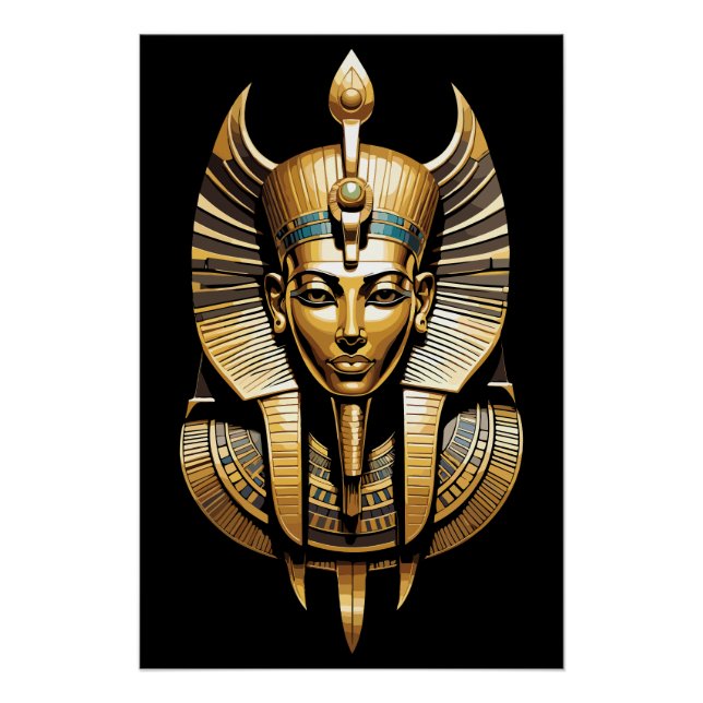 Golden Pharao in Regal Headdress Art Poster (Vorderseite)