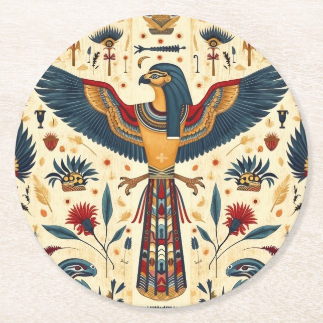 Golden Pharaoh Untersetzer" Runder Pappuntersetzer (Vorderseite)