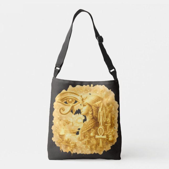 Golden Pharaonic Queen Ancient Egyptian Art Tragetaschen Mit Langen Trägern (Rückseite)