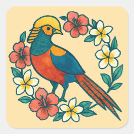 golden pheasant quadratischer aufkleber